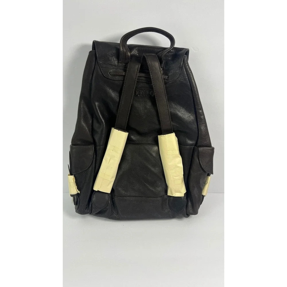 London Fog Backpack Womens Large Brown New Leather‎ Drawstring Buckle 90's